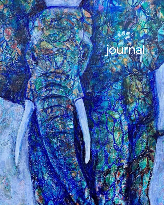 Beautiful Blank Journal Notebook 8 x 10. Cover elephant designed by an artist. Journal with blank pages.