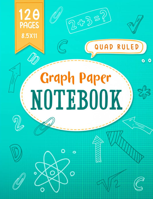 Graph Paper Notebook 8.5 x 11: Quad Ruled Composition Notebook, Grid Paper Notebook, 120 Pages - 9006