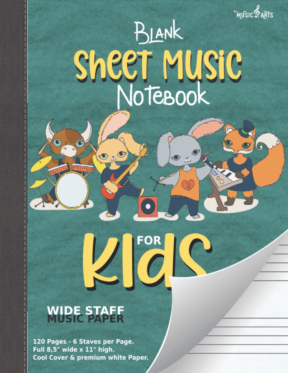 Blank Sheet Music Notebook for Kids | Wide Staff Msic paper for Kids: Music large Staves Paper for kids and Beginners - 8985