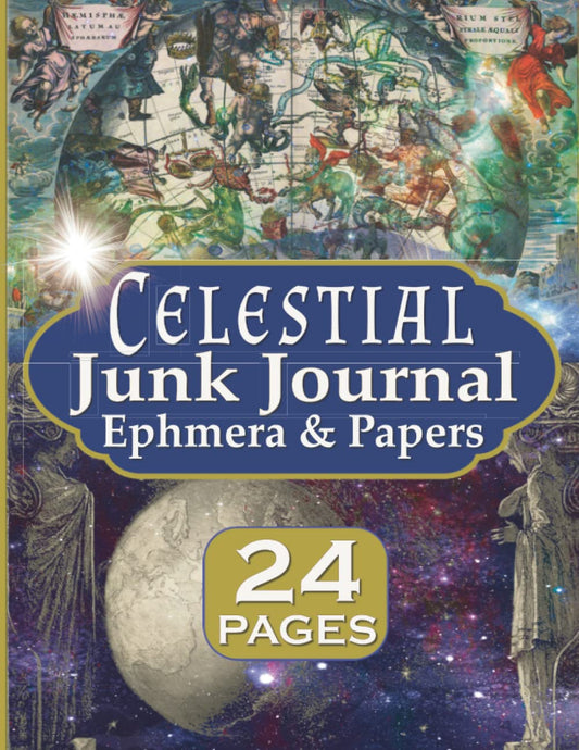 Celestial Junk Journal Ephemera and Papers: 24 Galaxy Theme Pages Collection For Scrapbooking And Collage - 5110