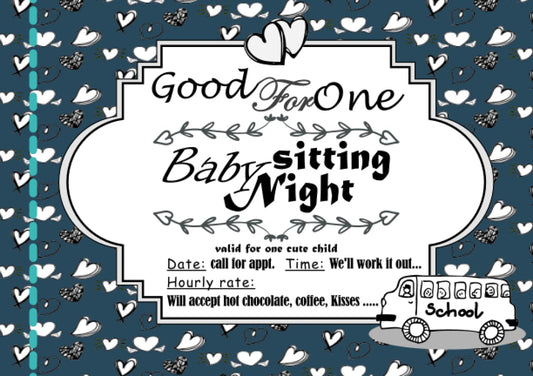 Babysitting Coupons: Lovely White Heart Pattern | Gift Book for Grandparents - Grandma - Grandpa - New Mom Baby Shower | 50 Cute Vouchers | Cute Card Alternative | Animals on Each Page