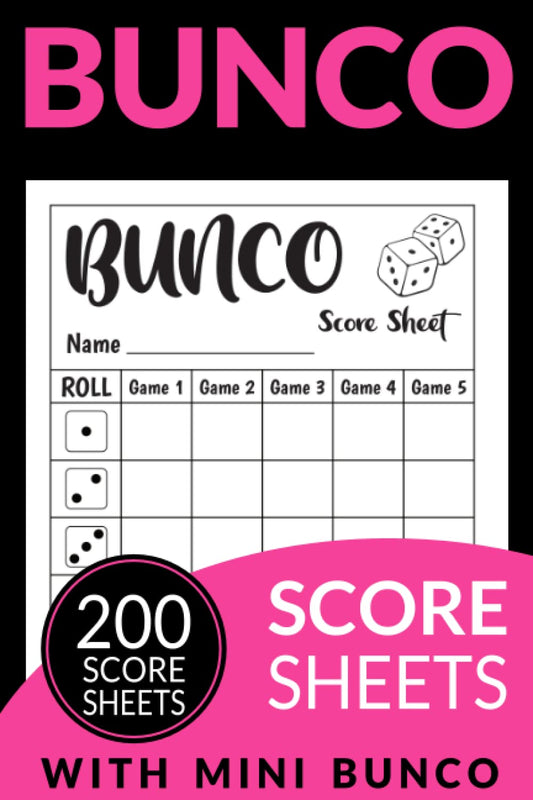 Bunco Score Cards: 200 Score Pads for Scorekeeping | Bunco Score Cards | Bunco Game Score Sheets | Bunco Score Cards for Bunco Dice Game | Includes Mini Bunco Box - 8488