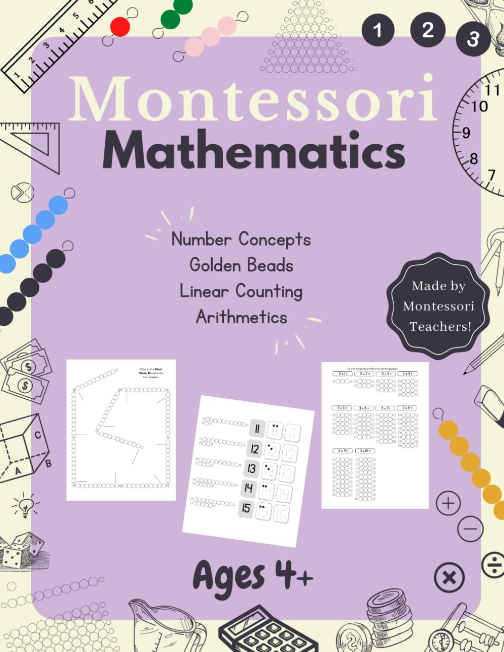 Montessori Math Workbook | Number Concepts, Golden Beads, Colored Bead Bars, Arithmetics: Math Activity Workbook - 5329