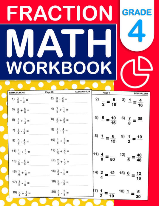 Math Fraction Workbook For Grades 4 | Addition, Subtraction, equivalent, compare | With Answer Key: Fraction Workbook For 4th Grade With 1200 ... | Fraction Exercises Book - One Page A Day - 2766