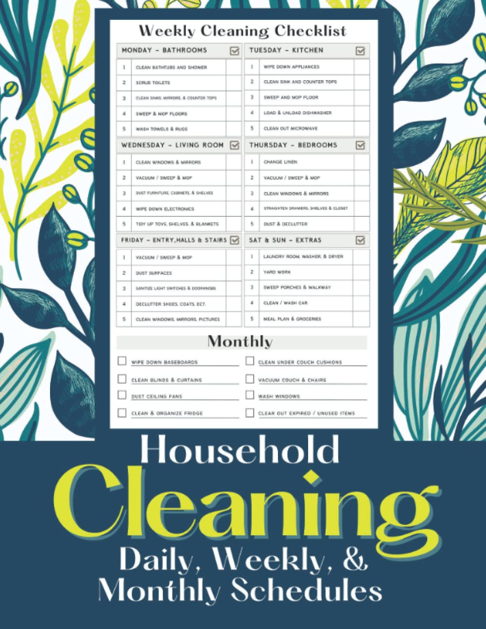 Household Cleaning Daily, Weekly, And Monthly Schedules: House Cleaning Checklist For Adults - 2031