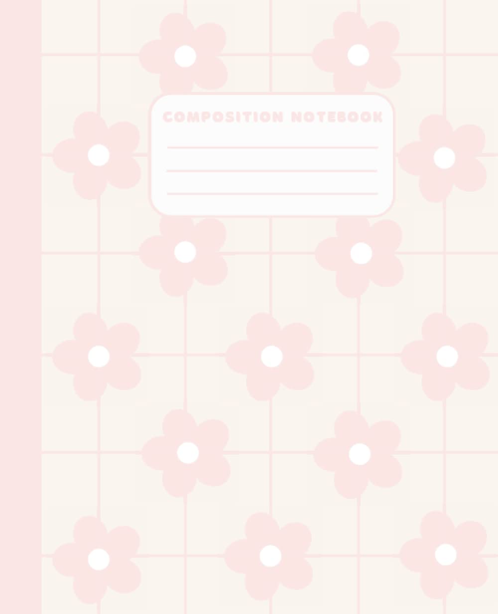 Composition Notebook: Wide Ruled Lined Paper Journal | Pink Flowers Pattern Workbook for Girls Teens Students School Work and College - 223