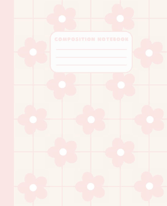 Composition Notebook: Wide Ruled Lined Paper Journal | Pink Flowers Pattern Workbook for Girls Teens Students School Work and College - 223