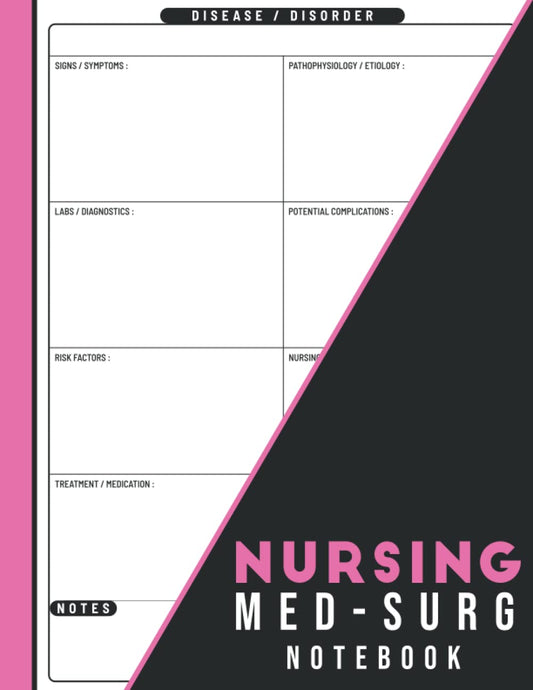 Nursing Med-Surg Notebook: Blank Template For Medical Surgical Nursing 8,5" x 11" - 2881