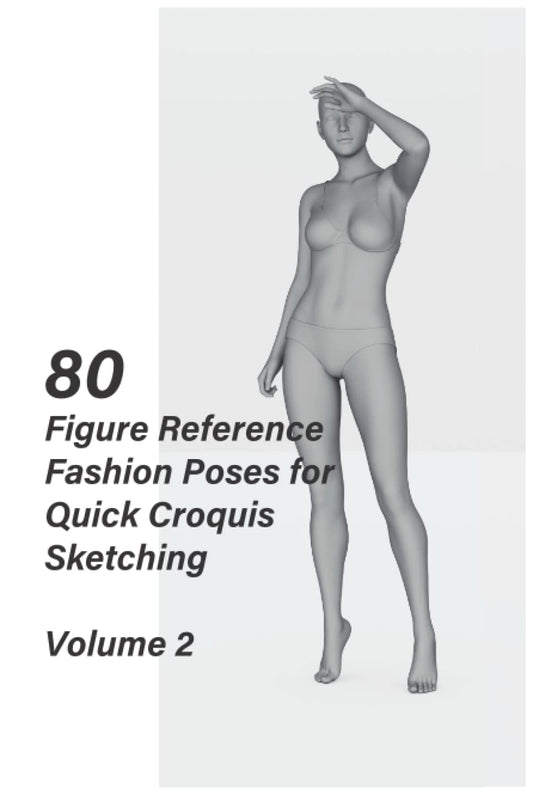 80 Figure Reference Fashion Poses for Quick Croquis Sketching (Hardcover): Volume 2 - Female Standing