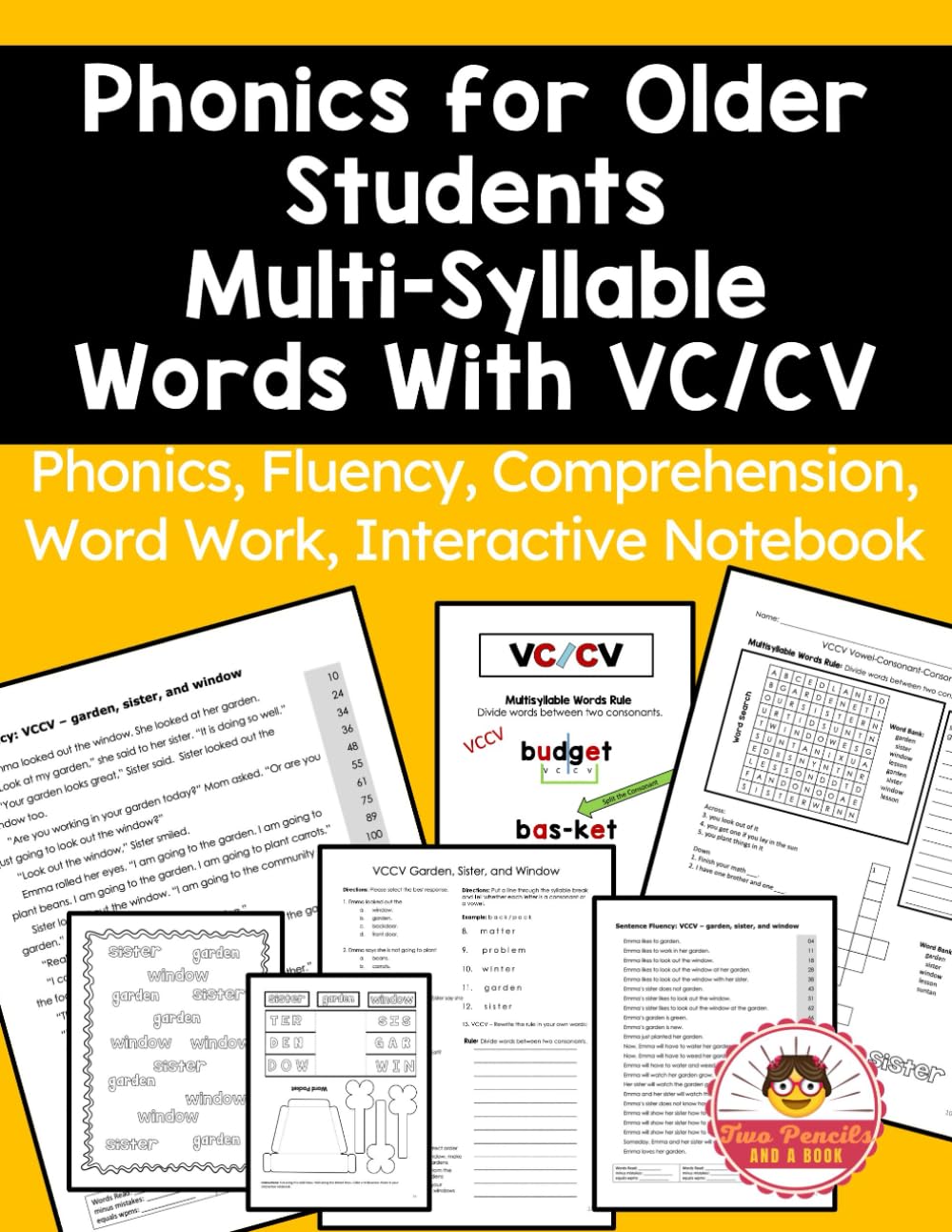 Phonics for Older Students Multi-Syllable Compound Words With VC/CV: Phonics, Fluency, Comprehension, Word Work, Interactive Notebook: Science of Reading Phonics for Older Students