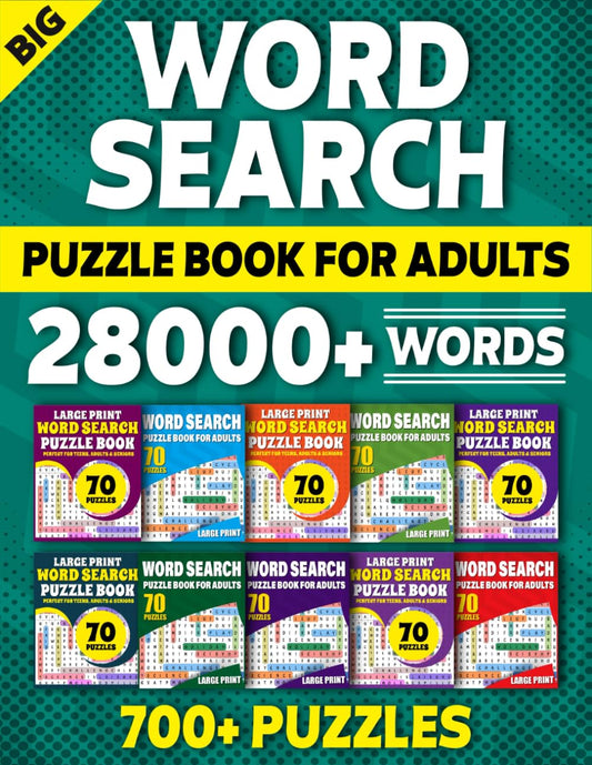 Big Word Search Puzzle Book For Adults (28000+ Words): Word Search Book For Adults, Teens, And Seniors Including 700+ Puzzles | 10 In 1 Collection Fun Wordsearches For Adults - 1777