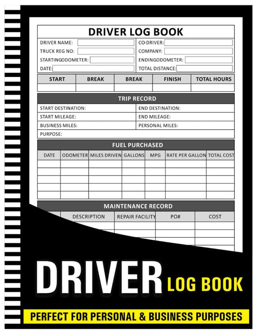 Driver Log Book: Daily Record Book to Track Driving Hours, Trip & Maintenance Record, Fuel Purchased, A Comprehensive Guide for Professional Drivers and Truckers - 1062