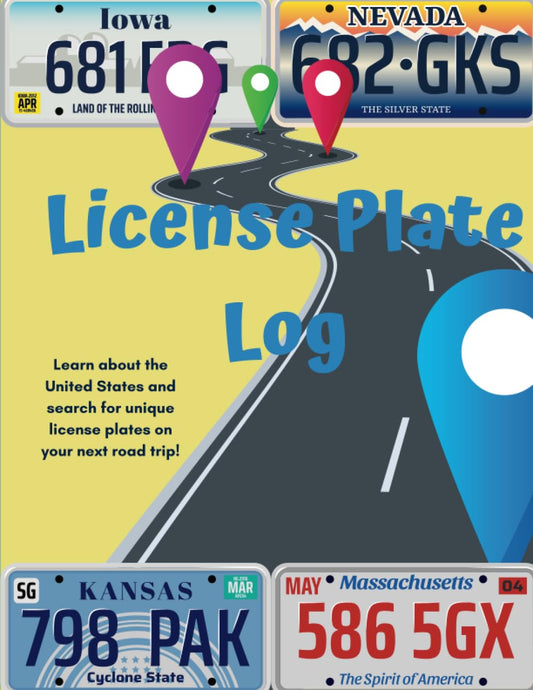 License Plate Log for Kids - Activity for Road Trips, Family Vacation, Fun for All Ages - 2796