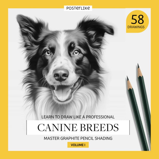 Learn to draw like a professional. Canine breeds. Master Graphite Pencil Shading. Volume I: Artistic Drawing Workbook for all ages. Portray and shade ... in Mixed Media for Artists of All Ages) - 5029