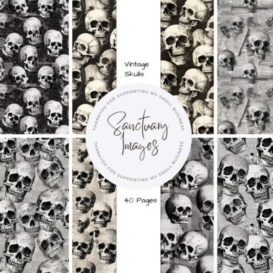 Vintage Skull Scrapbooking Paper: Decorative Craft Paper Pad Supplies, Junk Journaling, Scrapbooking, & Crafting Projects - Double Sided 8.5 x 8.5" - 389
