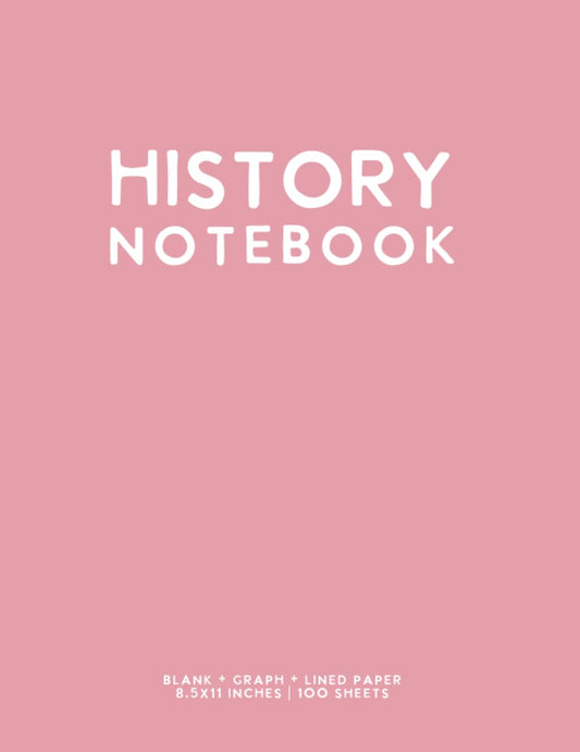 History Notebook: Light Pink Grid + Lined Paper Study Journal by schoolnest - 9119