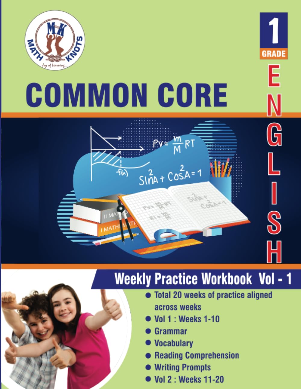 Common Core : 1st Grade ELA Test Prep : Weekly Practice Work Book , Volume 1: ( Weeks : 1-10 ) (Common Core Test Prep by Math-Knots)
