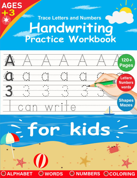 Trace Letters and Numbers: Handwriting Practice Workbook for Kids, A Fun Guide to Letters, Numbers, Shapes, and Mazes for Enhanced Learning and Focus - 3740