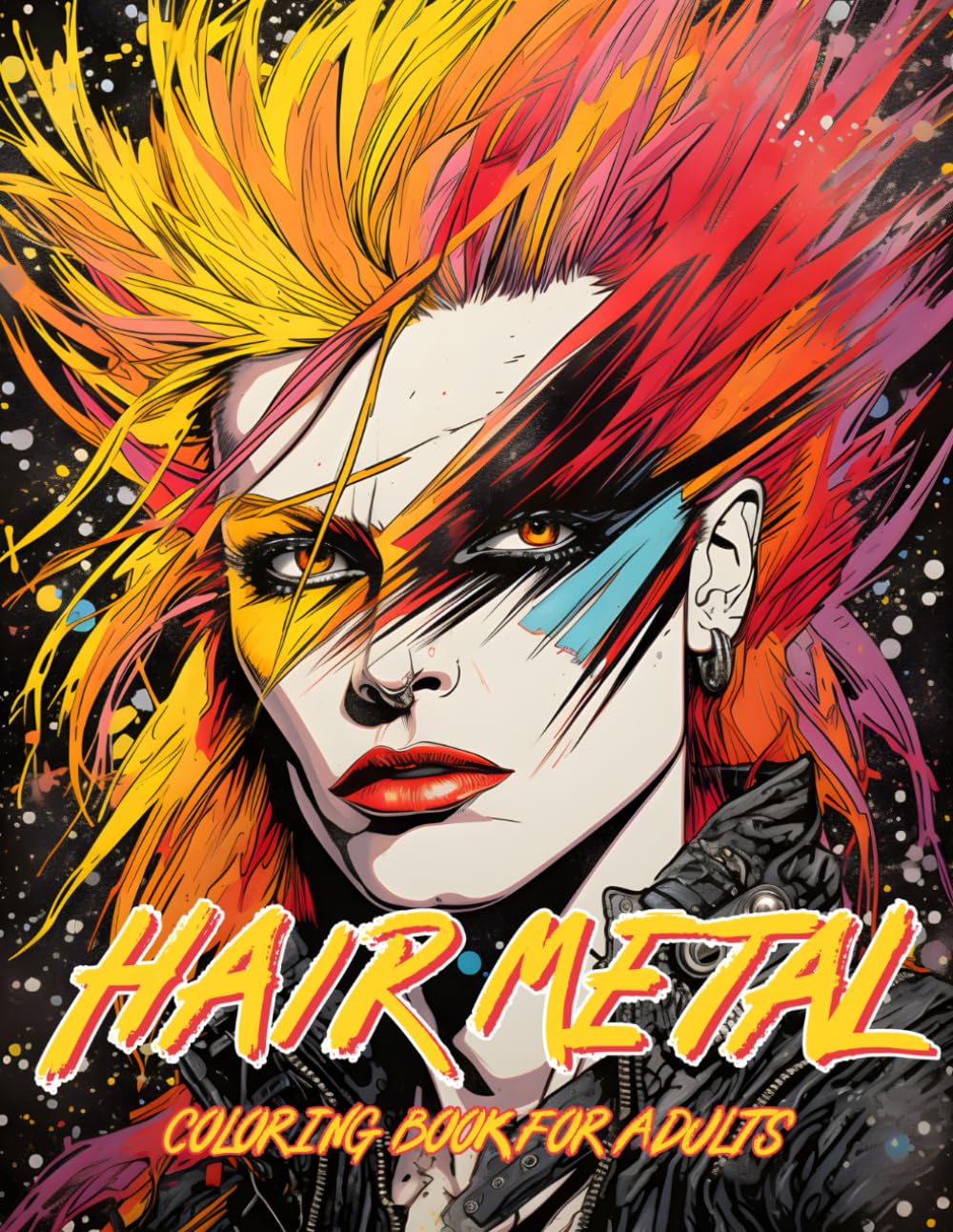 Hair Metal Coloring Book: An Adult Coloring Book Featuring Portraits of Men and Women Rockstars of the 1980s Glam Rock Era - 9354
