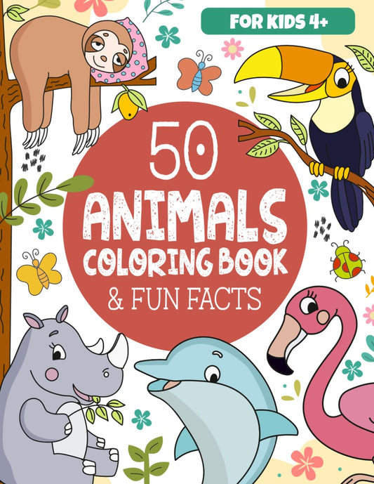 50 Animals Coloring Book & Fun Facts for Kids: Discover a Colorful World of Amazing Animals (Educational Coloring Books for Kids by Frolic Fox) - 8337