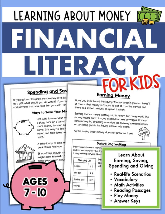 Financial Literacy for Kids Activity Book on Money and Finance: Lessons on Saving Spending Borrowing and Managing Money Responsibly - 2110