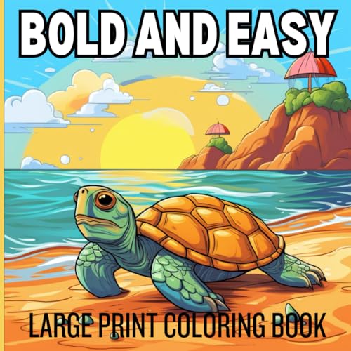 Bold and Easy Large Print Coloring Book: Big and Simple Designs for Adults, Seniors and Beginners. Simple Mandalas, cats, flowers, sea animals and more! - 2108
