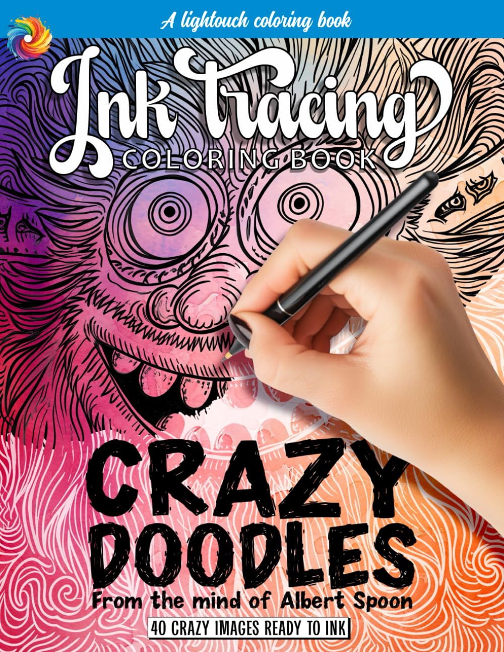 Doodle Coloring Book, Ink Tracing for Adults and Teens: Follow the White Lines for Mindfulness and Meditation