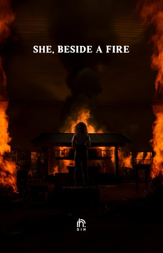 she, beside a fire - 2580