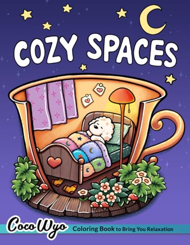 Cozy Spaces: Coloring Book for Adults and Teens Featuring Relaxing Familiar Corners with Cute Animal Characters for Stress Relief - 3638