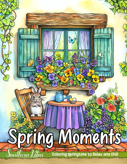 Spring Moments: Coloring Book With Relaxing Drawings of Cute Animals, Beautiful Flowers, and More to Color and Provide Relaxation and Creativity, Easy and Bold Illustrations for Adults and Teens - 2698