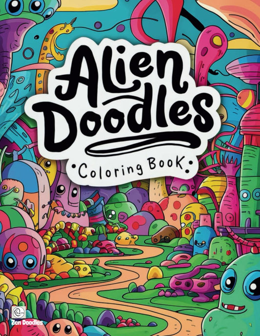 Alien Doodles Coloring Book: 50 Bold and Easy Relaxing Landscape Drawings (Heavenly Patterns) - 2544