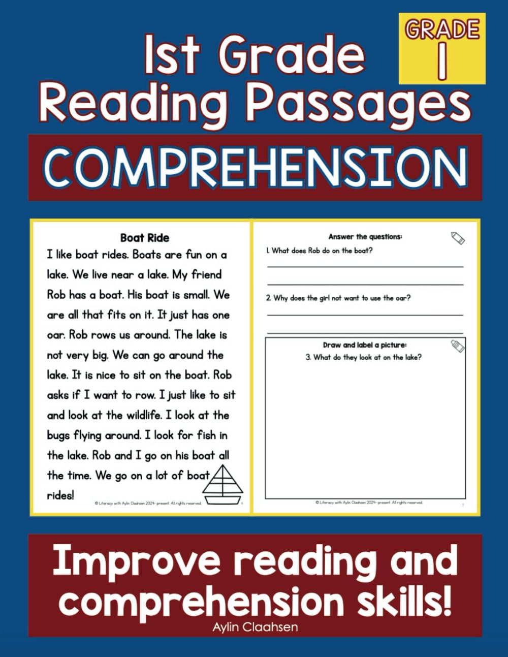 1st Grade Reading Passages with Comprehension Questions Workbook: First Grade Reading Passages with Comprehension Questions, Fiction Reading Comprehension Passages for Grade 1, Ages 6-7 - 1313