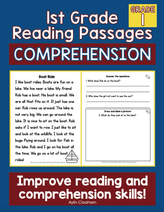 1st Grade Reading Passages with Comprehension Questions Workbook: First Grade Reading Passages with Comprehension Questions, Fiction Reading Comprehension Passages for Grade 1, Ages 6-7 - 1313