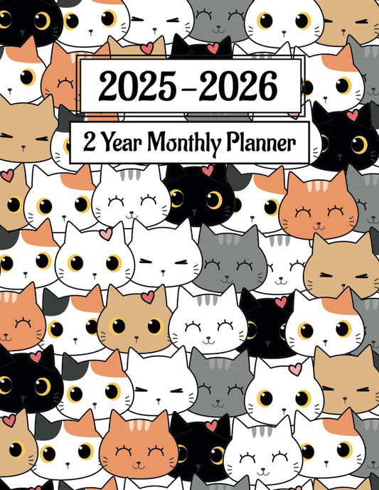 2025 - 2026 Monthly Planner: 2 Years Schedule Organizer with Cute Cats Cover Design | 8.5x11in - 3200