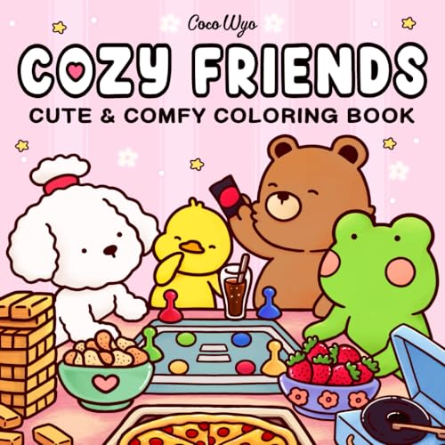 Cozy Friends: Coloring Book for Adults and Teens Featuring Super Cute Animal Characters with Easy and Simple Designs for Relaxation - 2875