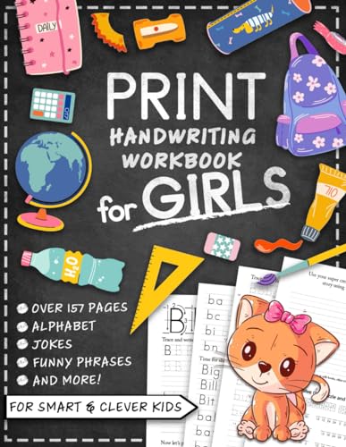 Print Handwriting Workbook for Kids with Jokes & Riddles for Girls: Penmanship Writing Improvement and Trace Alphabet Letters Practice Paper - 5894