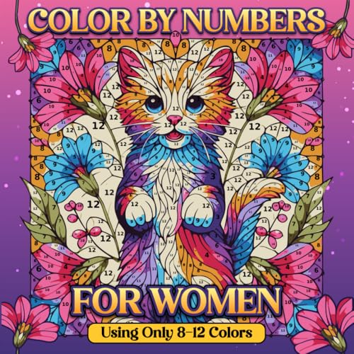 Color by Numbers for Women: Adorable Cats Relaxing, Playing, and Exploring - 5564