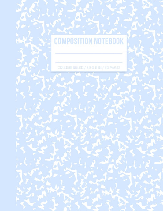 Baby Blue Marble Composition Notebook: Wide Ruled Pastel Blue | Cute Aesthetic School Supplies for Boys, Girls, Kids, and Teens | 8.5 x 11 inches 110 Pages - 4135