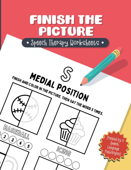 Finish the Picture Speech Therapy Worksheets: 75 No-Prep Articulation Sheets Targeting 16 Different Sounds Written by a Speech-Language Pathologist - 111