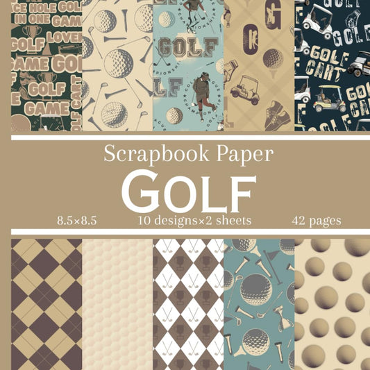 Golf Scrapbook Paper: 20 Vintage Themed Double Sided Patterned Sheets, Decorative Craft Paper pad Supplies for DIY Projects - 6040