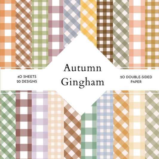 Autumn Gingham Scrapbook Paper: | Autumn Gingham Craft Paper | 8.5 x 8.5 inch | Autumn Gingham Themed Patterns | 40 patterned double sided sheets (20 designs) | - 3498
