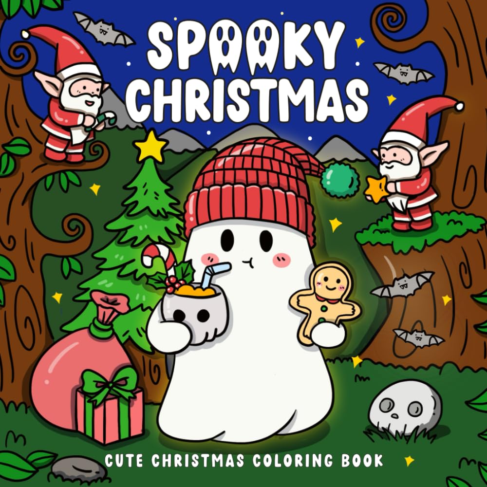 Spooky Christmas: Cute Christmas Coloring Book for Adults and Teens Featuring Adorable Ghosts and Creepy Creatures in Festive Winter Holiday Scenes for Relaxation - 178