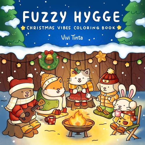 Fuzzy Hygge: Christmas Vibes Coloring Book for Adults & Teens Featuring Cozy Festive Holiday Winter Scenes with Adorable Animals Characters (Fuzzy Friends Coloring) - 4932