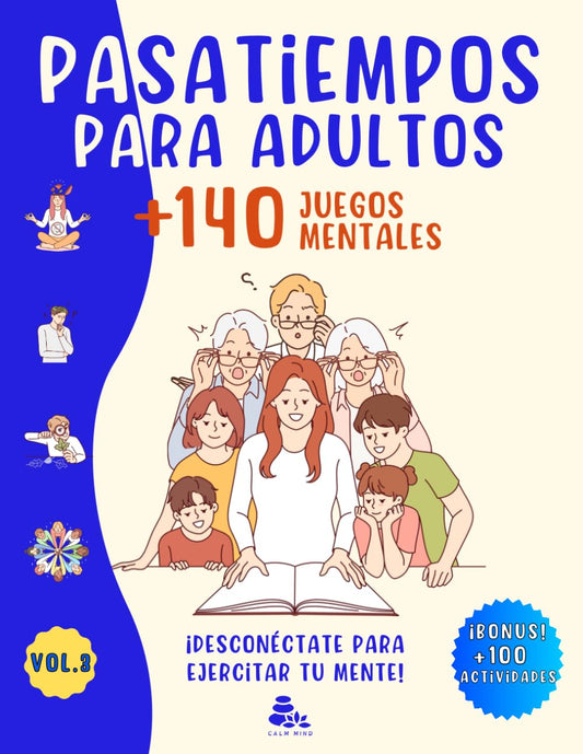 PASATIEMPOS PARA ADULTOS +140 JUEGOS MENTALES: ¡Desconéctate para ejercitar tu mente! Juegos antiestrés para estimulación cognitiva y entretenimiento ... Criptogramas y mucho más. (Spanish Edition) - 8224