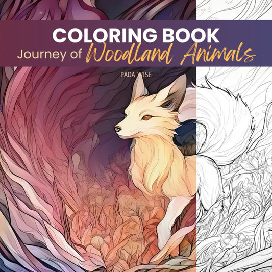 Journey of Woodland Animals: Coloring Book for Adult and Teen - Animals and Forest Scenes