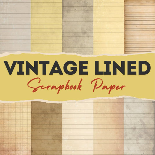 Vintage Lined Scrapbook Paper: 12 Double Sided Craft Paper For Card Making, Origami & DIY Projects, Junk Journal | Decorative Scrapbooking Paper | 8.5" x 8.5" inches - 6150
