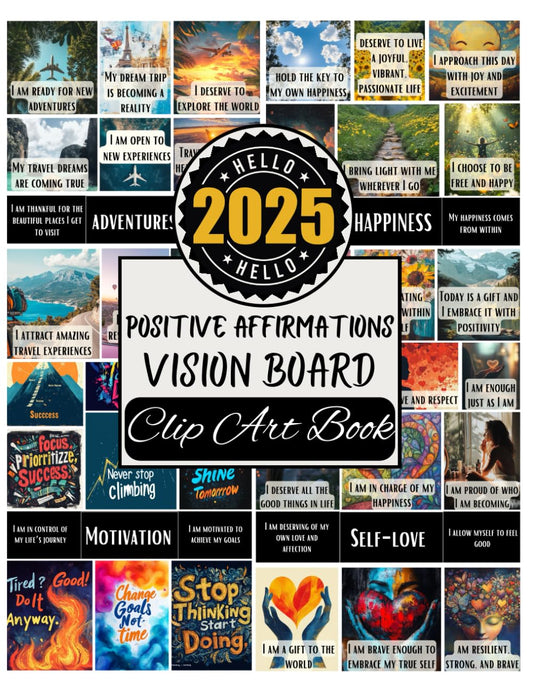 Positive Affirmations Vision Board Clip Art Book: Affirmation Cards For Women | Vision Board Supplies For Key Areas Of Life - 6688