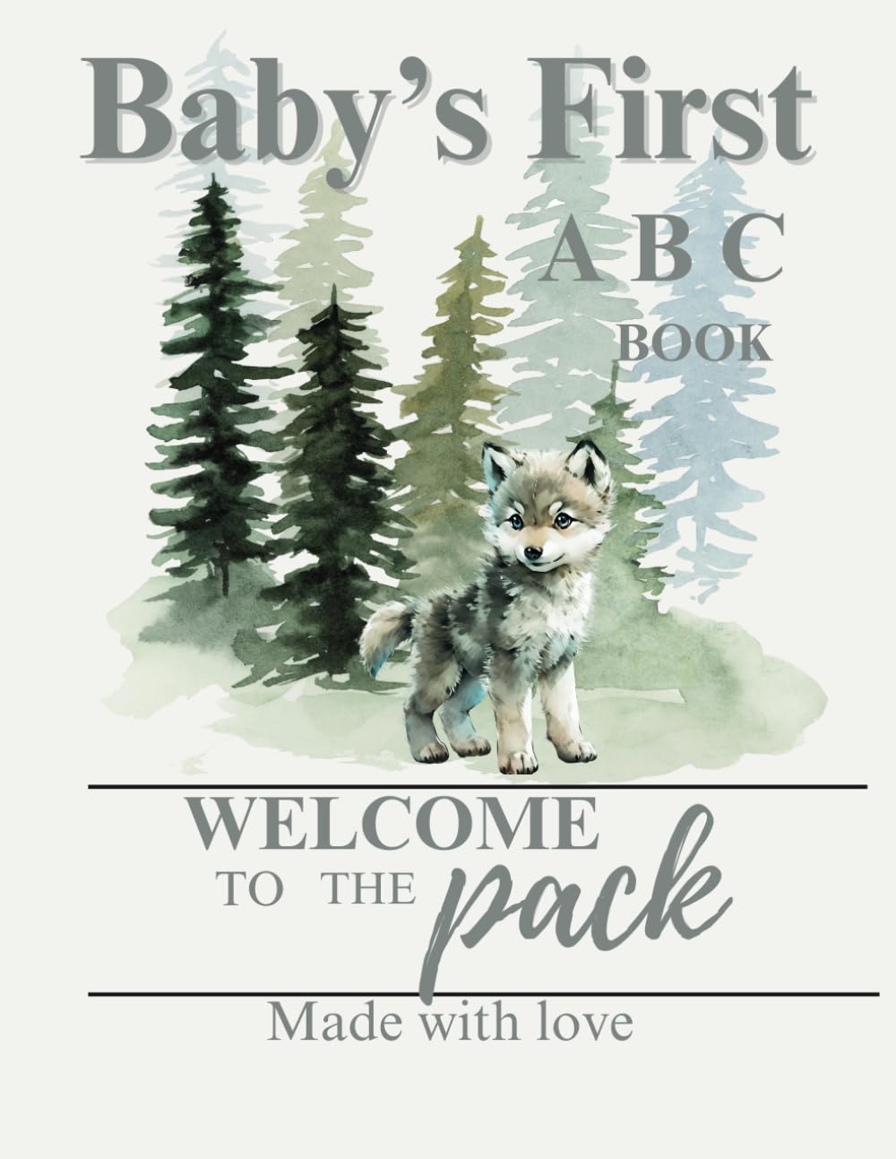 Baby's First ABC: Baby Shower Coloring Page Guest Book Wolf Theme Welcome to the Pack