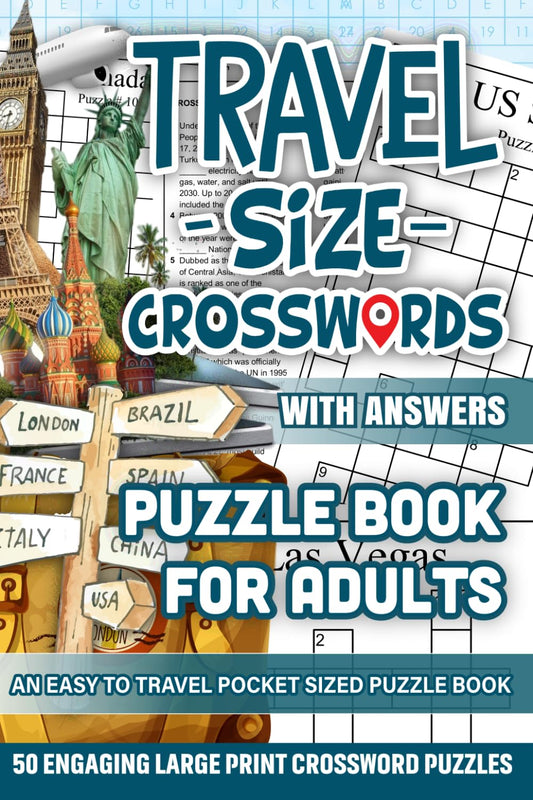 Travel Size Crosswords Puzzle Book For Adults: Engaging 50 Travel Size Large Print Crossword Puzzles for Adults & Seniors, Small Pocket Sized Mini ... for Stress Relief & Travel Fun (4x6 inches) - 2142