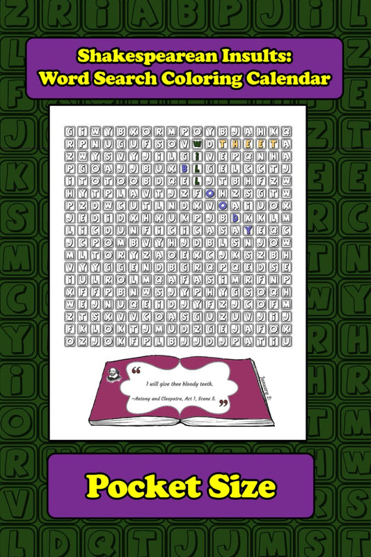 Shakespearean Insults: Word Search Coloring Calendar, Pocket Size - 5157